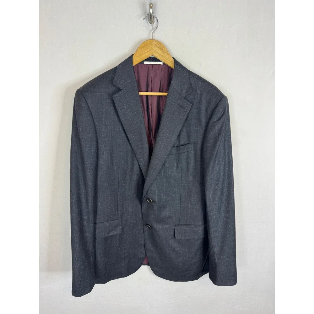 Pal Zileri Henry Singer Mens Wool Silk Linen Blazer Charcoal Grey Italy 54 / 44R
